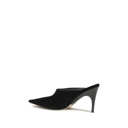 Balenciaga Mules Noires En Daim À Bout Pointu