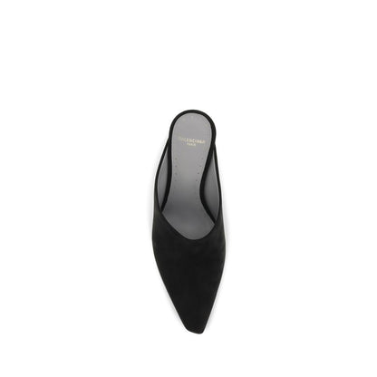Balenciaga Mules Noires En Daim À Bout Pointu