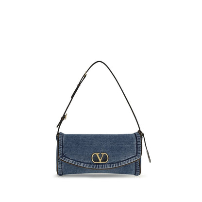 Bolso de hombro Valentino Garavani de algodón azul
