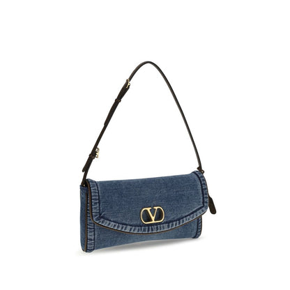 Bolso de hombro Valentino Garavani de algodón azul