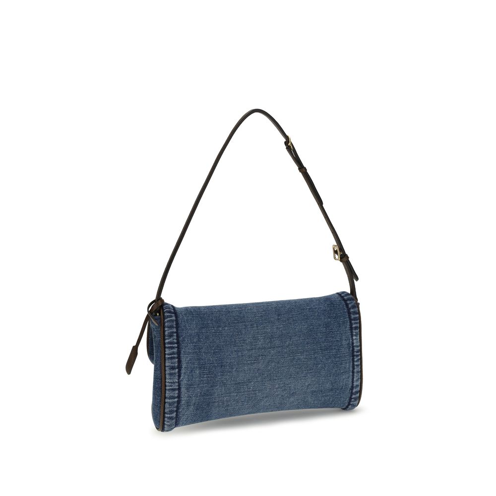 Bolso de hombro Valentino Garavani de algodón azul