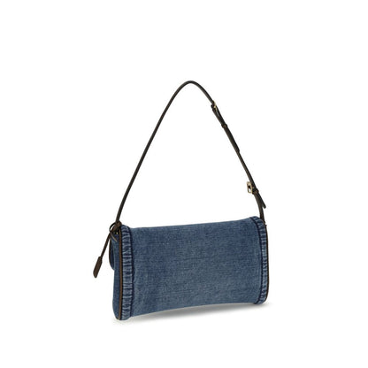 Bolso de hombro Valentino Garavani de algodón azul