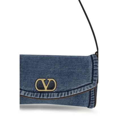 Bolso de hombro Valentino Garavani de algodón azul