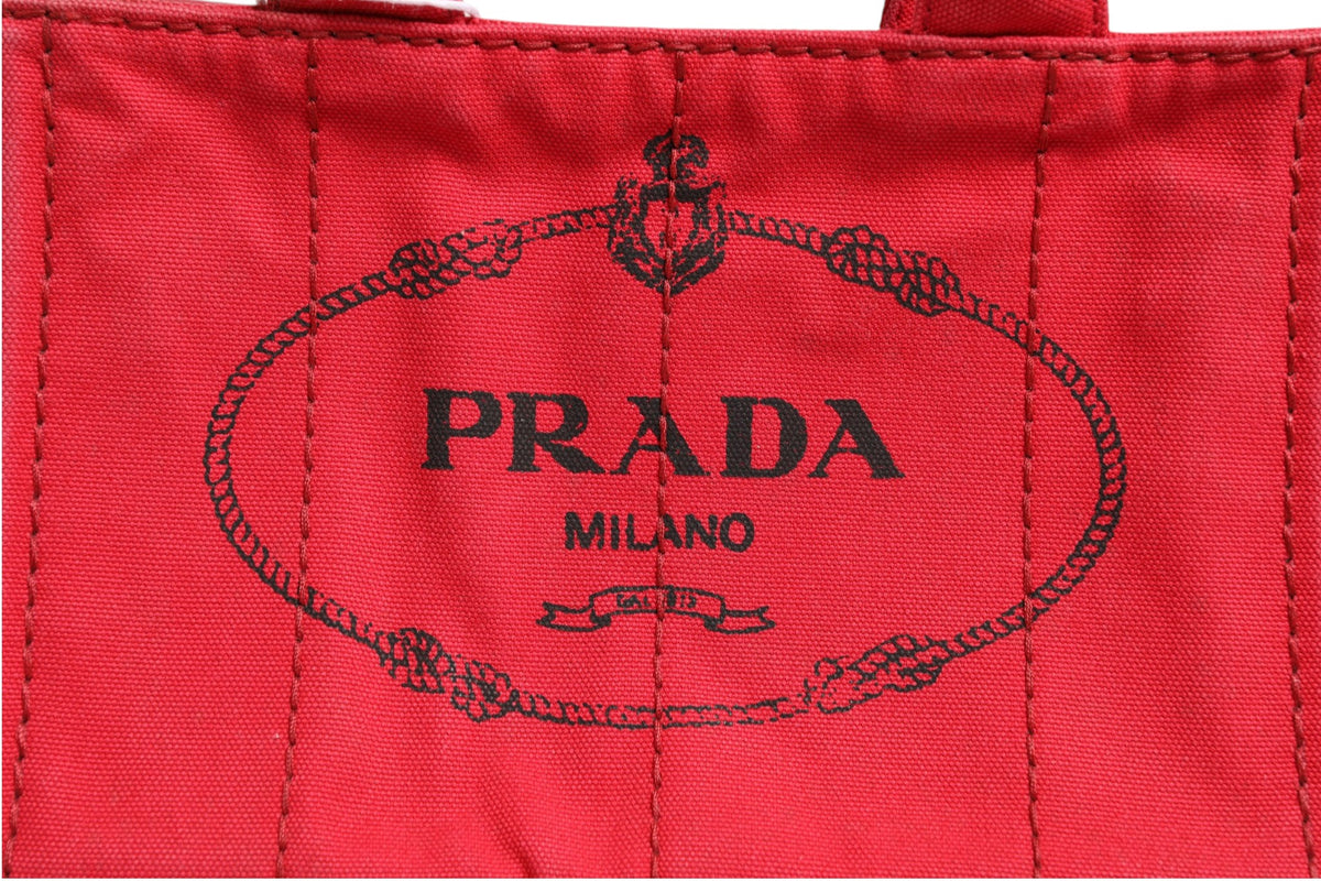 Bolsa Tote Mini En Lona Prada Coleccion Canapa