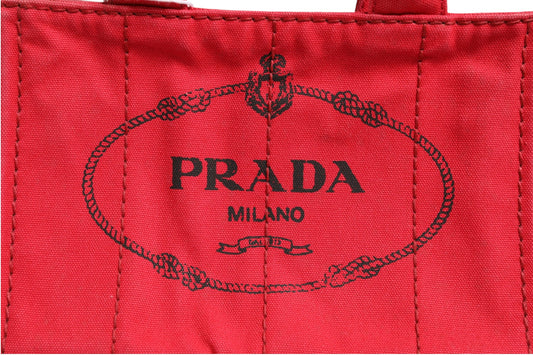Bolsa Tote Mini En Lona Prada Coleccion Canapa