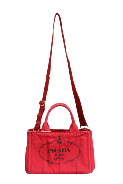 Bolsa Tote Mini En Lona Prada Coleccion Canapa