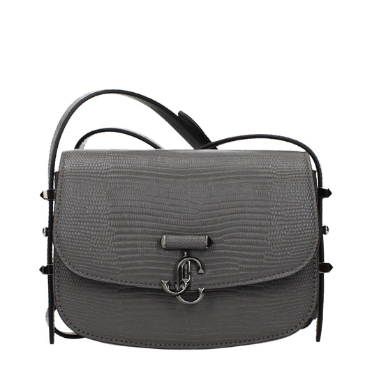 Bolso de hombro Jimmy Choo de cuero gris