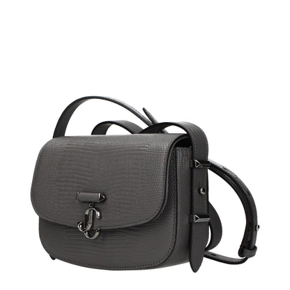 Bolso de hombro Jimmy Choo de cuero gris