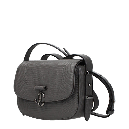 Bolso de hombro Jimmy Choo de cuero gris