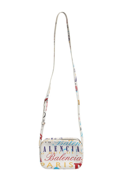 Sac Balenciaga Mini City en cuir imprimé graffiti blanc