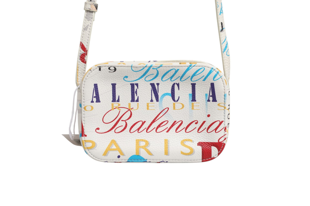 Sac Balenciaga Mini City en cuir imprimé graffiti blanc