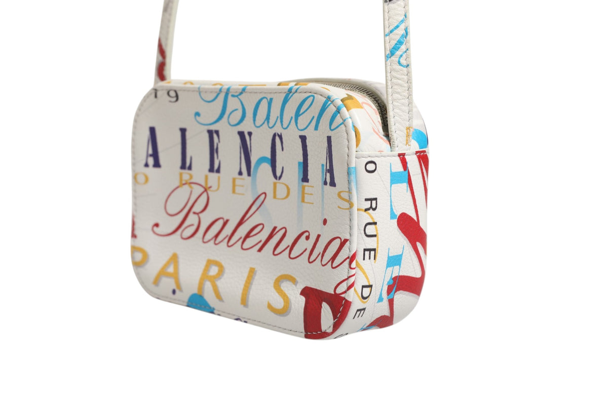 Sac Balenciaga Mini City en cuir imprimé graffiti blanc