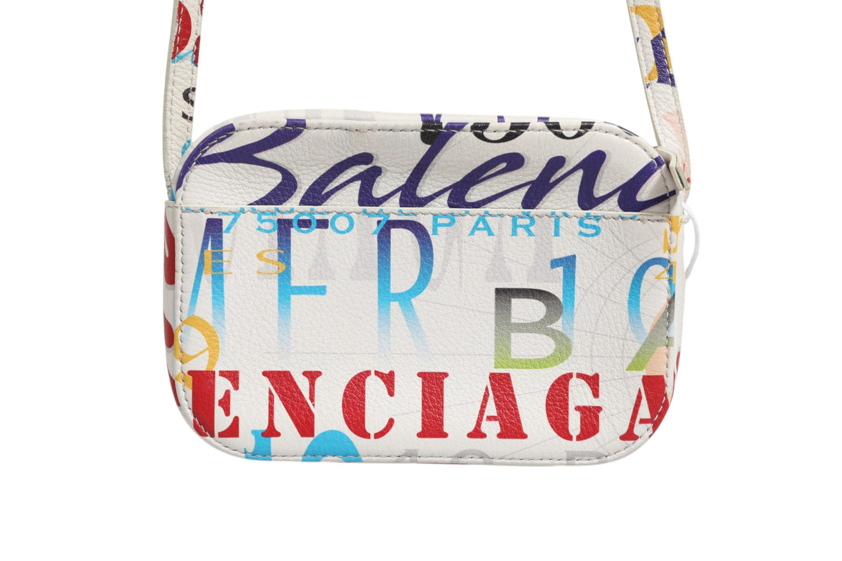 Sac Balenciaga Mini City en cuir imprimé graffiti blanc