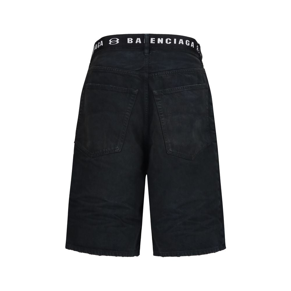 Balenciaga Short bermuda en coton noir