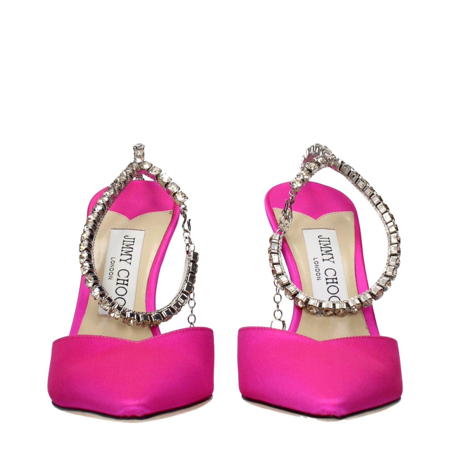 Sandalias de tacón de aguja de raso rosa Jimmy Choo