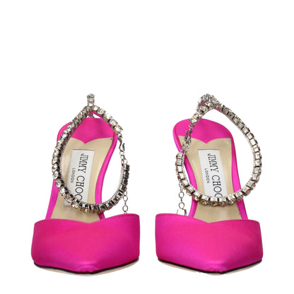 Sandalias de tacón de aguja de raso rosa Jimmy Choo
