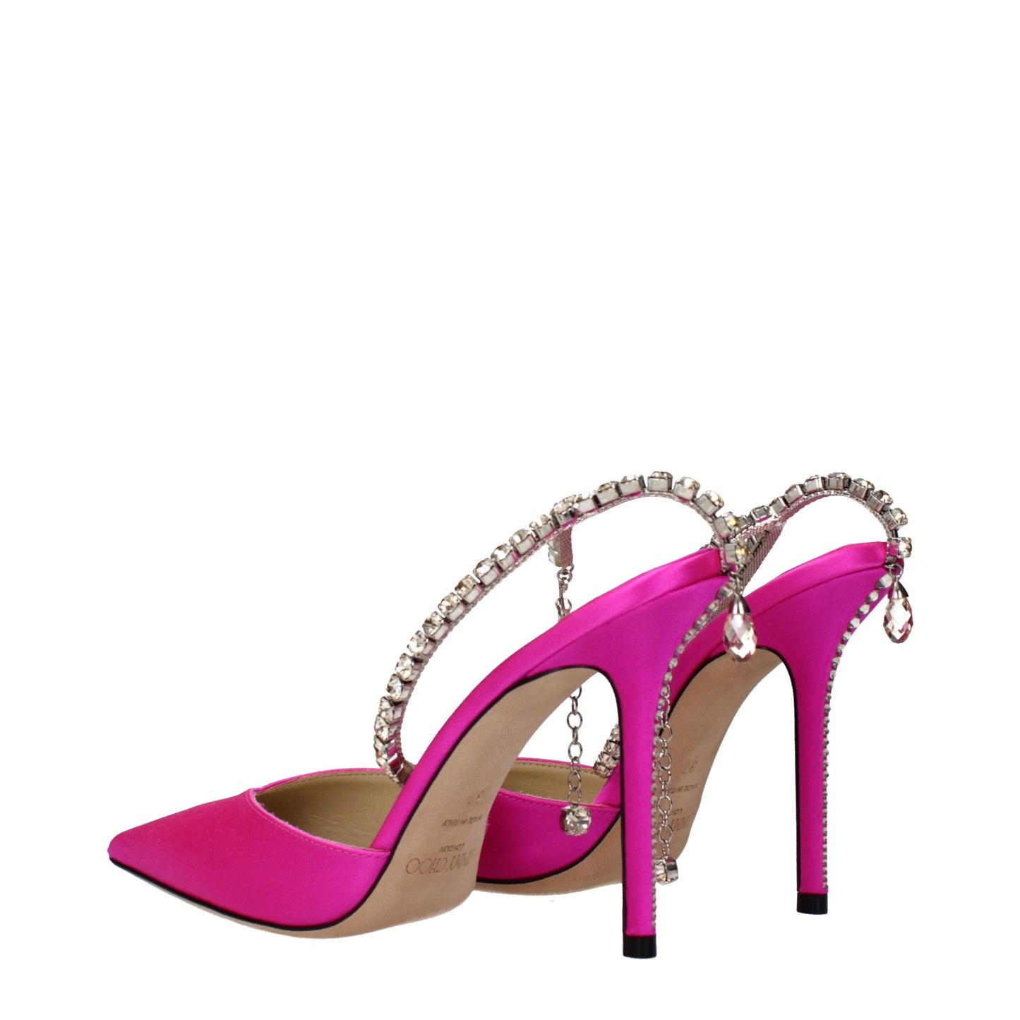 Sandalias de tacón de aguja de raso rosa Jimmy Choo