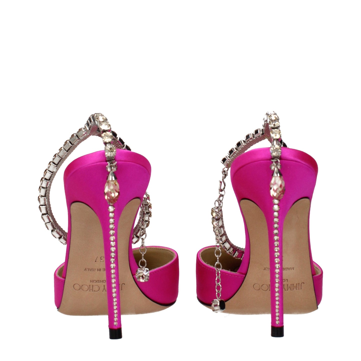 Sandalias de tacón de aguja de raso rosa Jimmy Choo