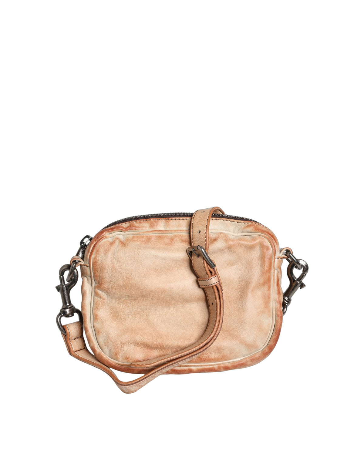 Dolce & Gabbana Beige Vintage Leather Logo Plaque Shoulder Bag Men's Bag