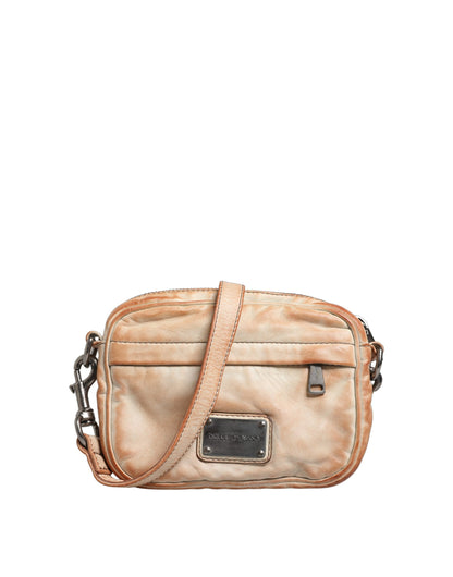 Dolce & Gabbana Beige Vintage Leather Logo Plaque Shoulder Bag Men's Bag