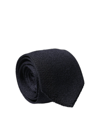 Dolce & Gabbana Dark Blue Solid 100% Silk Adjustable Men's Necktie
