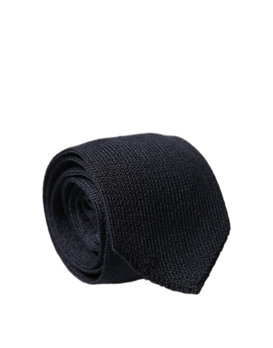 Cravate pour homme Dolce & Gabbana bleu foncé uni 100 % soie réglable
