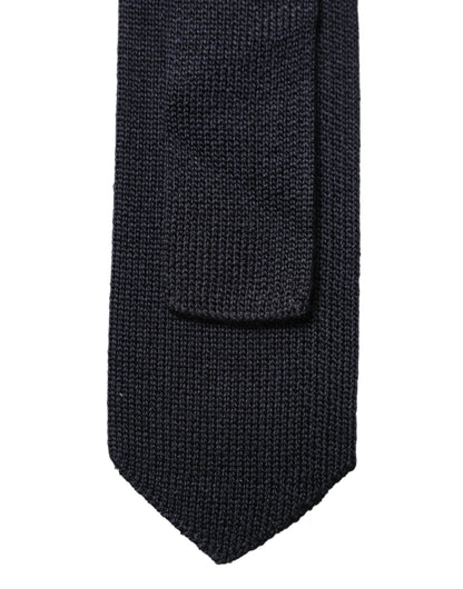 Dolce & Gabbana Dark Blue Solid 100% Silk Adjustable Men's Necktie