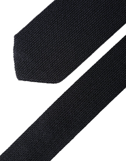 Dolce & Gabbana Dark Blue Solid 100% Silk Adjustable Men's Necktie