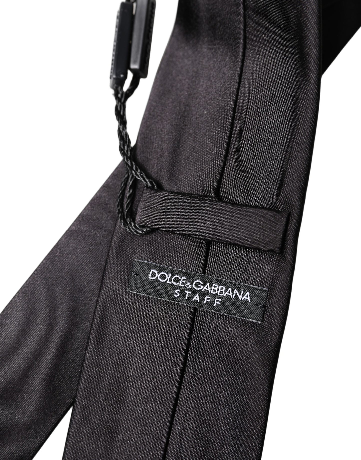 Corbata de seda negra sólida 100% ajustable para hombre de Dolce & Gabbana