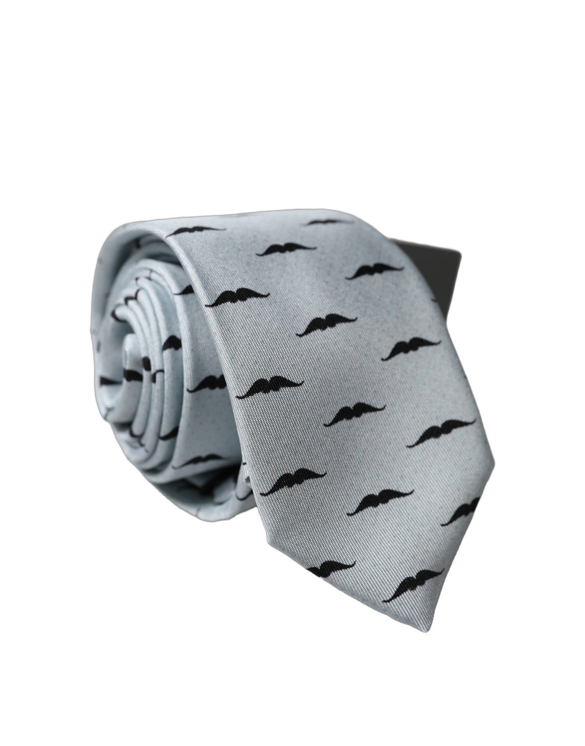 Cravate réglable en soie gris clair à motif moustache fantaisie Dolce & Gabbana