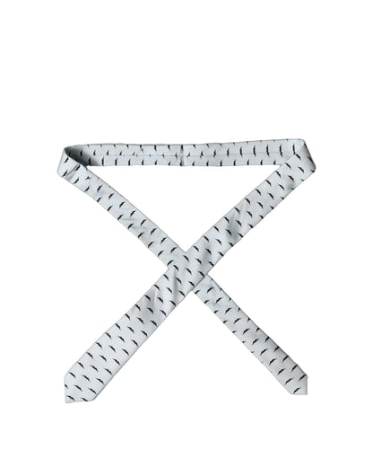 Cravate réglable en soie gris clair à motif moustache fantaisie Dolce & Gabbana