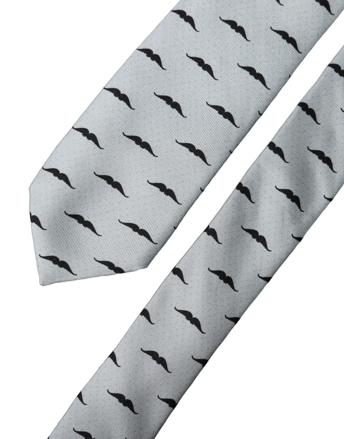 Cravate réglable en soie gris clair à motif moustache fantaisie Dolce & Gabbana