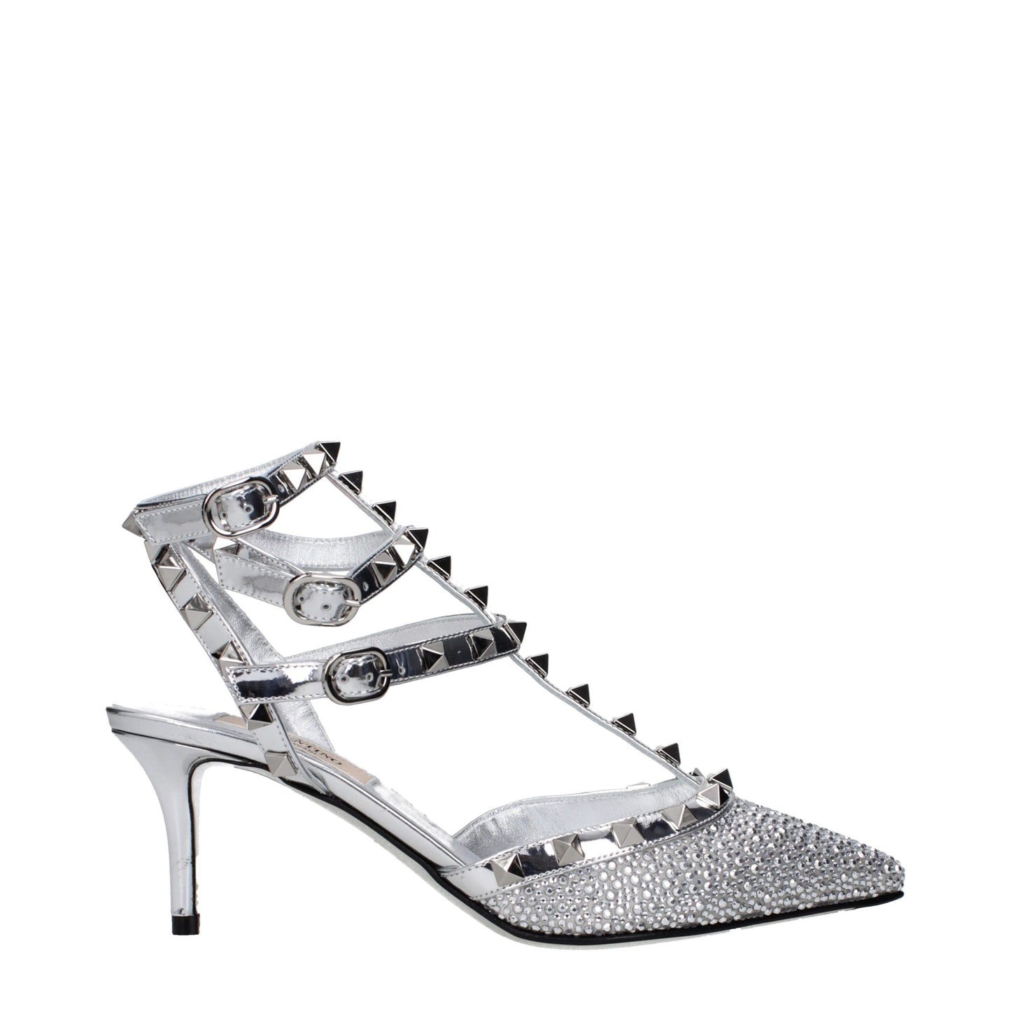 Sandales Valentino Garavani en cuir gris à talon aiguille