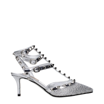 Sandales Valentino Garavani en cuir gris à talon aiguille