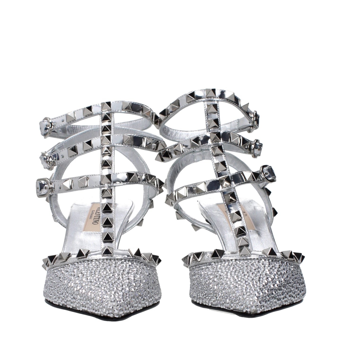 Sandales Valentino Garavani en cuir gris à talon aiguille