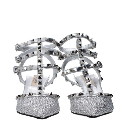 Sandales Valentino Garavani en cuir gris à talon aiguille