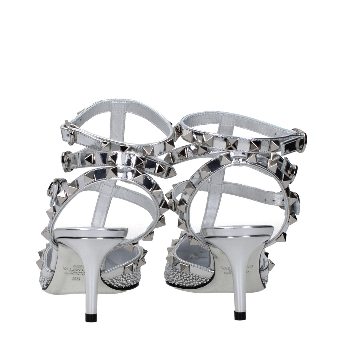 Sandales Valentino Garavani en cuir gris à talon aiguille