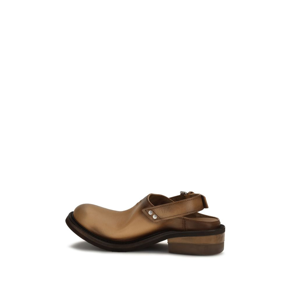 Mules Miu Miu en cuir de veau marron, modèle Bos Taurus