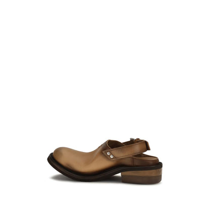 Mules Miu Miu en cuir de veau marron, modèle Bos Taurus