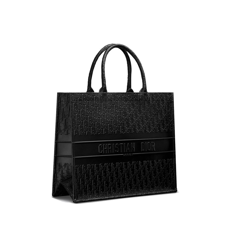 Bolso tote Dior de piel de becerro negra