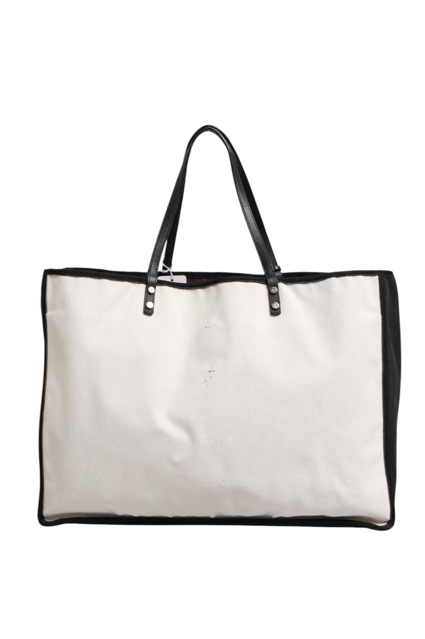 Bolsa Tote Shopper Chanel de Lona Blanca y Negro Modelo Ladies First