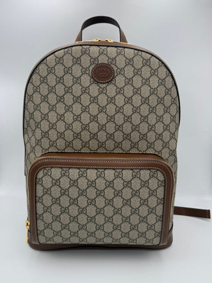 Mochila Gucci De Lona Gg Supreme y Piel En Tono Marrón