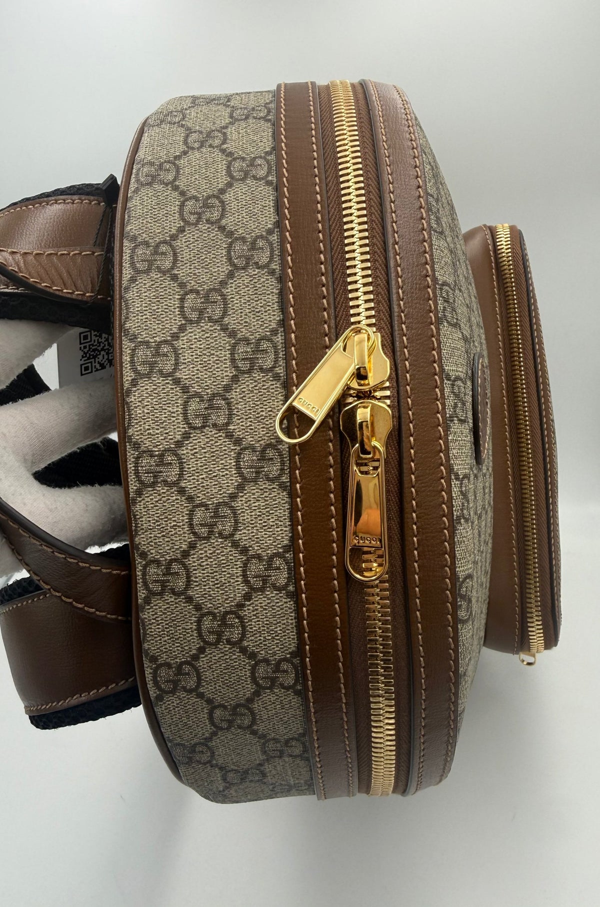 Mochila Gucci De Lona Gg Supreme y Piel En Tono Marrón