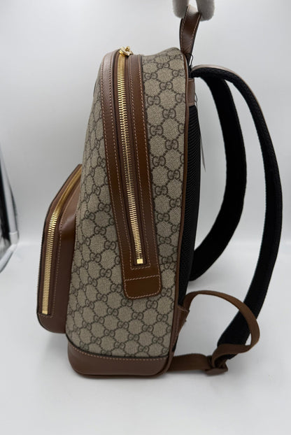 Mochila Gucci De Lona Gg Supreme y Piel En Tono Marrón