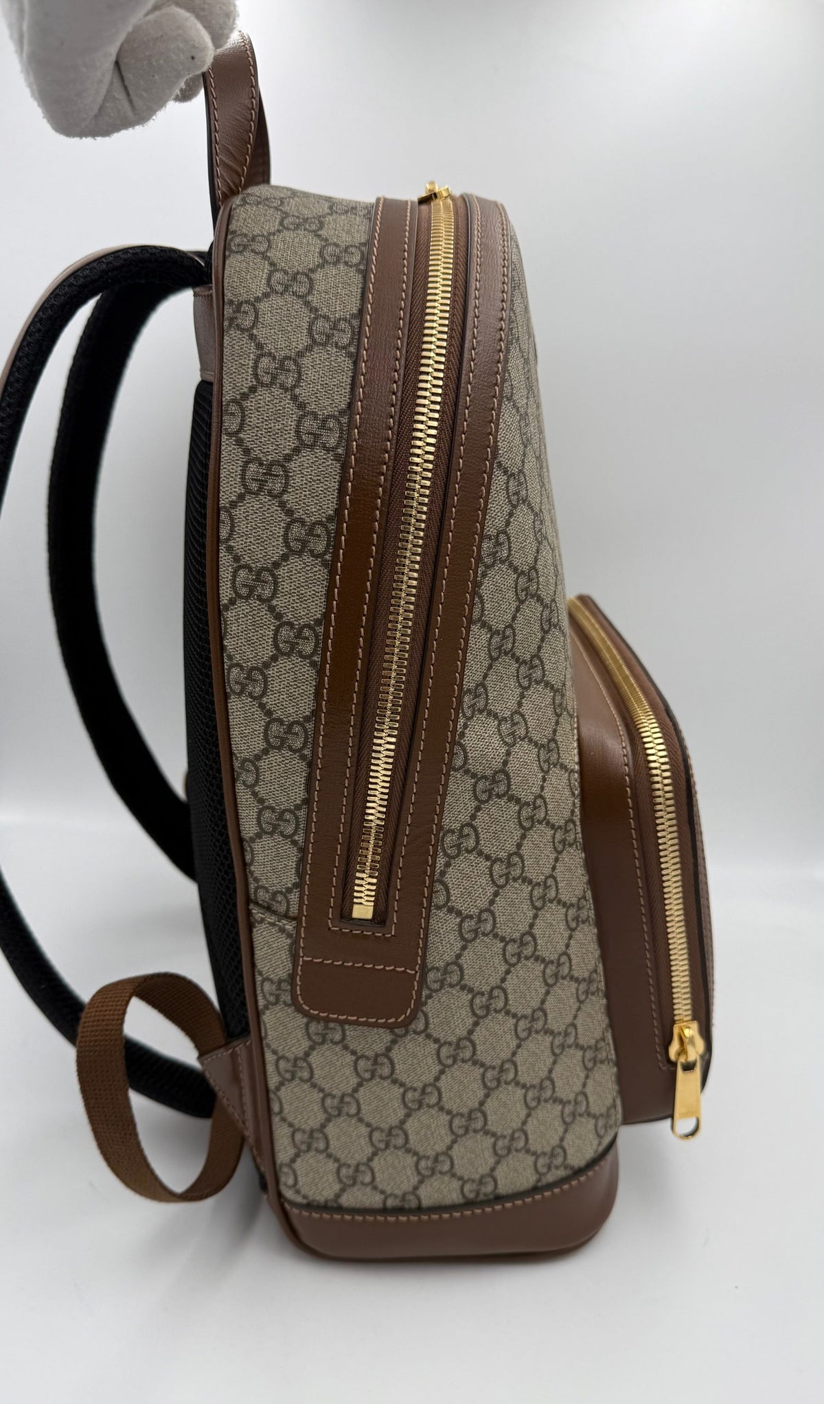 Mochila Gucci De Lona Gg Supreme y Piel En Tono Marrón