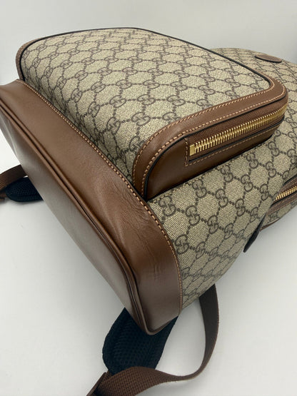Mochila Gucci De Lona Gg Supreme y Piel En Tono Marrón