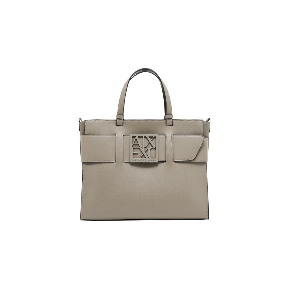 Bolso de mano de piel sintética beige Armani Exchange