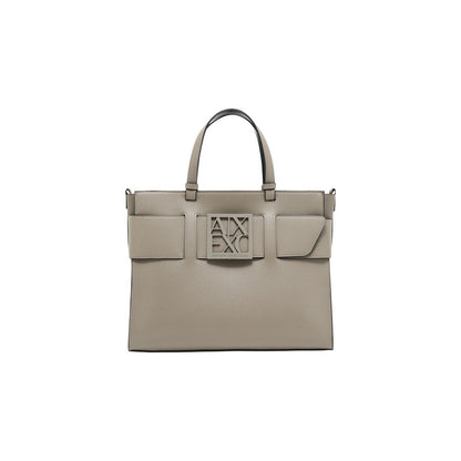 Bolso de mano de piel sintética beige Armani Exchange
