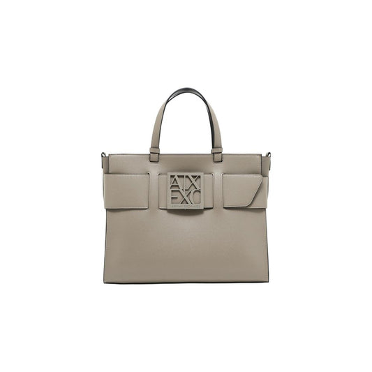 Bolso de mano de piel sintética beige Armani Exchange