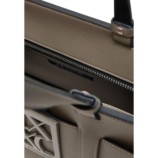 Bolso de mano de piel sintética beige Armani Exchange
